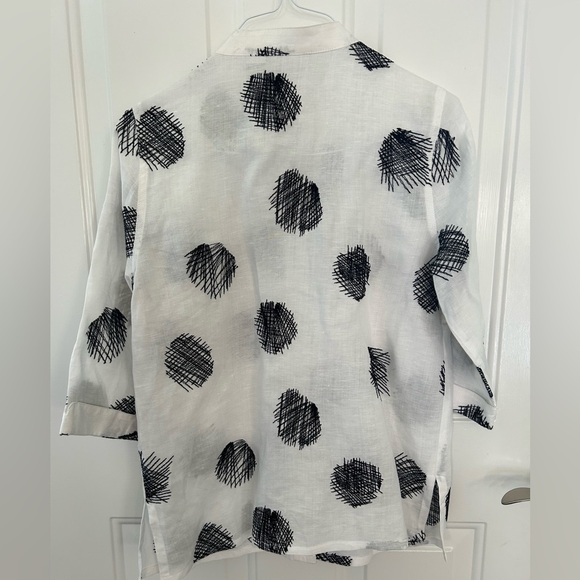 Tweeds White Linen Button Down Women’s Shirt with Black Embroidery Size Large - Picture 11 of 11